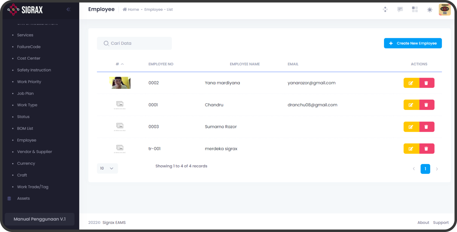 Employee Registry Sigrax
